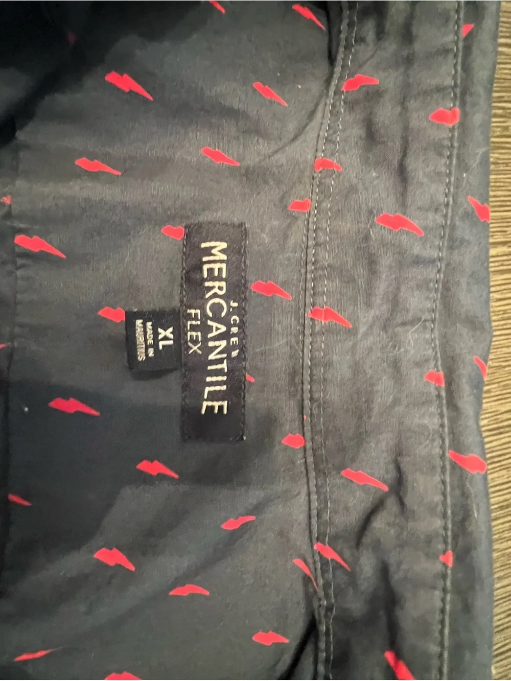 J. Crew Navy Button-Down Shirt with Red Micro Print